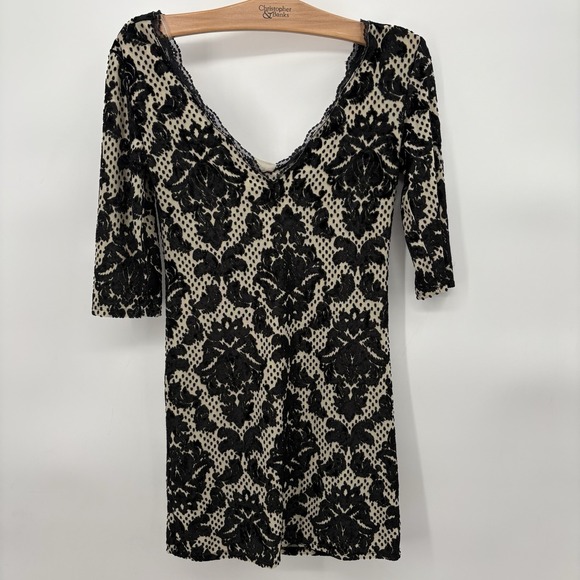 Intimately Free People‎ Seamless Flocked Medallion Velvet Bodycon Mini Dress Sm - Picture 1 of 7